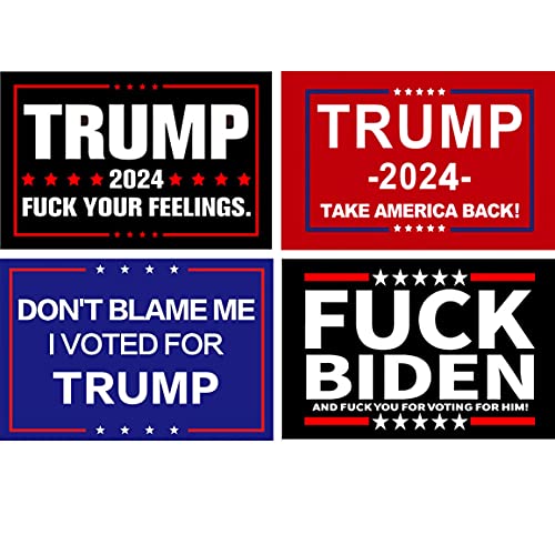 Toogod 4 Pack Reflective Trump 2024 Sticker - 4 x 6 Inches - Automotive Decals FK Biden FJB Stickers Vinyl Waterproof Decal for Car Bumper Window Motorboat Laptop Helmet