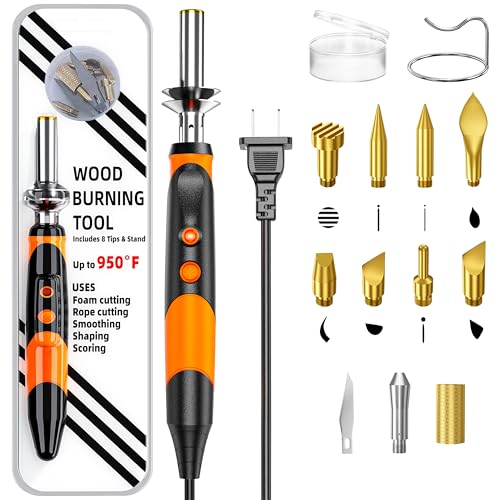 Wood Burning kit, Professional WoodBurning Pen Tool, DIY Creative Tools,Wood Burner for Embossing/Carving/Pyrography，Suitable for Beginners,Adults (orange)