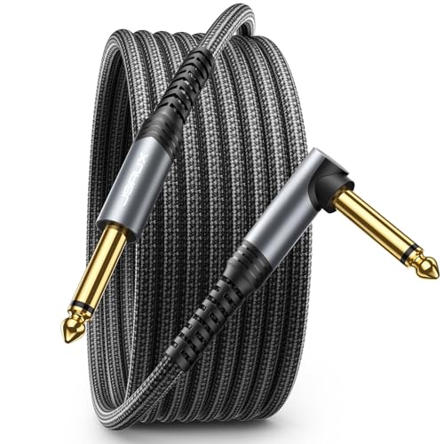 JSAUX 1/4 Inch Guitar Cable 10FT, Guitar Cord Compatible with Electric Guitar, Bass, Drums, Pedals, Amplifiers, Preamps, Mixers, Tuners, Speakers, Acoustic, Right Angle Guitar Cable