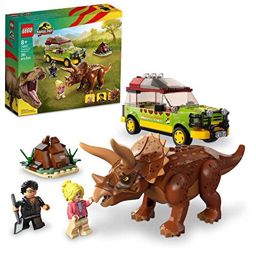 LEGO Jurassic Park Triceratops Research, Jurassic World Toy, Fun Birthday Gift Idea for Kids Ages 8 and Up, Featuring a Buildable Ford Explorer Car Toy and Dinosaur Figure, 76959