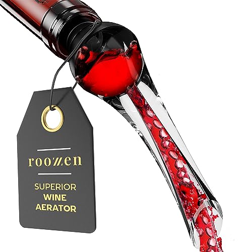 Roozzen Wine Aerator Pourer Spout, FITS ALL BOTTLES – MESS FREE Aerator Wine Pourer, Perfect Wine Accessories Gift, Superior Flavor Enhancing Wine Air Aerator Pourer.