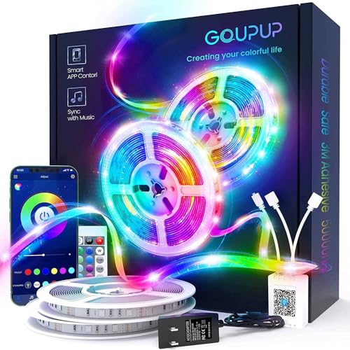 GUPUP LED Strip Lights,Rope Lights,Bluetooth APP Control,Color Changing Light Strip,Lights sync with Music,para cuarto,LED Lights for Bedroom