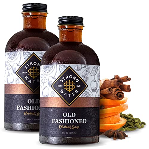 Strongwater Old Fashioned Mix - Makes 64 Cocktails - Handcrafted Old Fashioned Syrup with Bitters, Orange, Cherry, Organic Demerara Sugar - Craft Cocktail Mixer, Just Mix with Bourbon,Whiskey - 2 Pack
