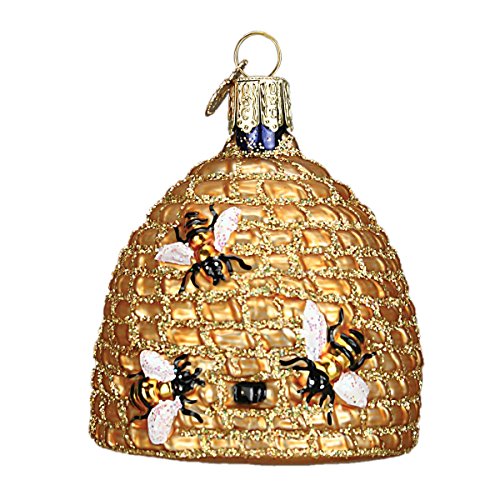 Old World Christmas Ornaments: Bee Skep Glass Blown Ornaments for Christmas Tree (12391)