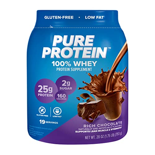 Pure Protein 100% Whey Protein Powder, Rich Chocolate, 25 g Protein, 1.75 lb (Packaging May Vary)