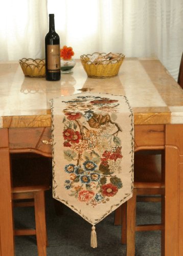 Tache Tapestry Colorful Floral Country Rustic Morning Meadow Table Runner 13 x 48 Inches