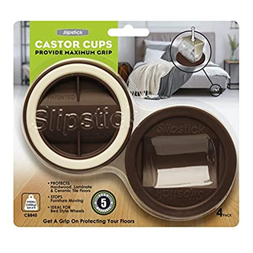 Slipstick CB845 3-1/4 Inch Bed Roller / Furniture Wheel Gripper Caster Cups (Set of 4) Chocolate Brown Color,Large