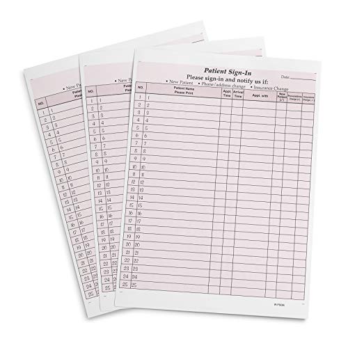 Blue Summit Supplies 125 Patient Sign in Sheets, Carbonless 3 Part Forms with Peel Away Adhesive Labels, HIPAA Compliant for Privacy in Doctor, Medical, Dental Office, Burgundy, 125 Pack