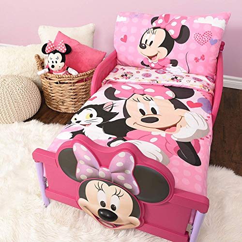 Disney Minnie Mouse Toddler Bedsheet, Microfiber Bedsheet Set for Toddler, 3 Pcs Bedding Set - 52' x 28'