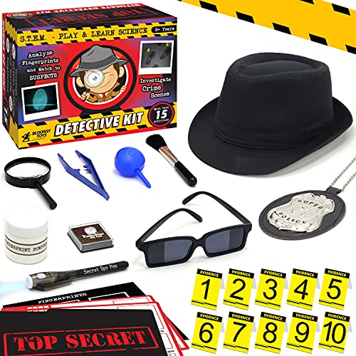 BLOONSY Spy Kit for Kids Detective Fingerprint Toys for 6 7 8 9 10 11 12 Year Old Boys Girls Secret Agent Investigation Science Set