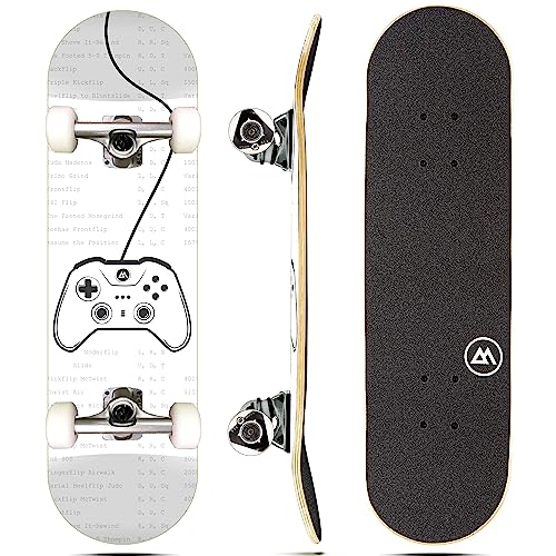 Magneto Complete Skateboard | Maple Wood | ABEC 5 Bearings | Double Kick Concave Deck | Kids Skateboard Cruiser Skateboard | Skateboards for Beginners, Teens & Adults (Free Stickers Included)