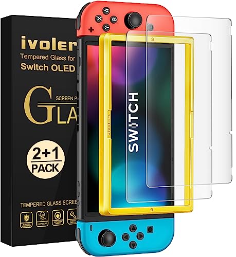 ivoler Screen Protector [2 Pack] Matte Tempered Glass for Nintendo Switch 6.2 inch, Matte Anti Glare Screen Protector with [Alignment Frame] Anti-Scratch Full Coverage Guard for Nintendo Switch