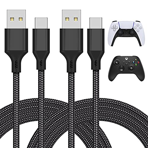 FYOUNG Charging Cable for Playstation 5/for Xbox Series X/S/for Switch OLED/Switch Lite/Switch Controller, Fast Charging USB Type C Nylon Braided Charger Cord for PS5 Controllers -9.8 FT 2 Pack