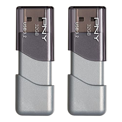 PNY 32GB Elite Turbo Attaché 3 USB 3.2 Flash Drive 2-Pack, Silver