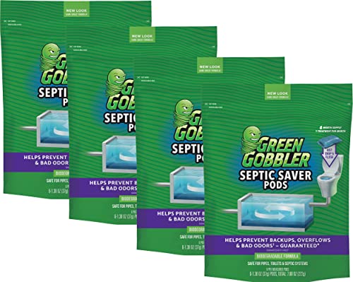 Green Gobbler Septic Saver Bacteria Enzyme Pacs | 2 Year Septic Tank Supply | Septic Tank Teatment Packets