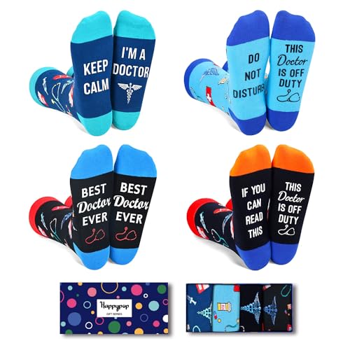 HAPPYPOP Unisex Doctor Socks Dr Socks Pharmacist Socks Psychology Socks Medical Socks, Doctor Gifts Dr Gifts Doctor Day Gifts Retirement Gifts For Doctors