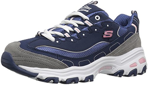 Skechers womens D'lites Fashion Sneaker, Navy White, 8.5 US