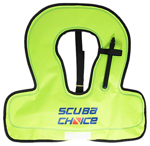 Scuba Choice Youth Kids Snorkel Vest Neon Yellow/Blue with Name Box