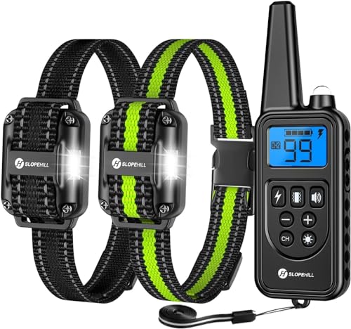 Dog Training Collar with Remote, Electronic Dog Shock Collar with Beep, Vibration, Shock, Light and Keypad Lock Mode, Waterproof Electric Dog Collar Set for Small Medium Large Dogs
