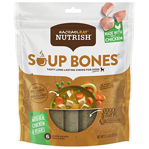 Rachael Ray Nutrish Soup Bones Dog Treats, Chicken & Veggies Flavor, 6 Bones