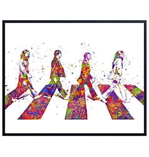 The Beatles Poster, Wall Art - 8x10 Abbey Road Home Decor - Beatles Gifts for John Lennon, Paul McCartney, Ringo Starr, George Harrison, 60s Music Fans
