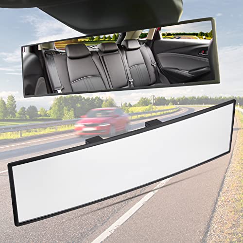 JOYTUTUS Rear View Mirror, Universal 11.81 Inch Panoramic Convex Rearview Mirror, Interior Clip-on Wide Angle Rear View Mirror to Reduce Blind Spot Effectively for Car SUV Trucks -Clear