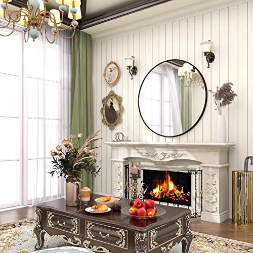 BEAUTYPEAK 18 Inch Round Mirror, Black Metal Frame Circle Mirror, Wall Mirror for Entryway, Bathroom, Vanity, Living Room, Black Circle Mirror