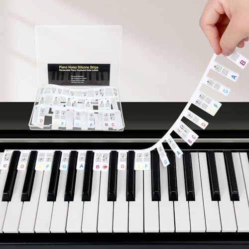 Removable Piano Keyboard Note Labels for 88 Keys, Reusable Piano Notes Guide Easy to Install (Colorful)