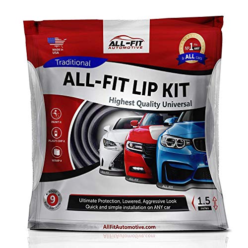 All-Fit Automotive 1.5 Inch Universal Bumper Lip Splitter Kit - Chin Spoiler Protector for Front or Rear - Lips Protect and Cover Lower Bumper for a Dropped Look - Universal Fit - Dark Gray