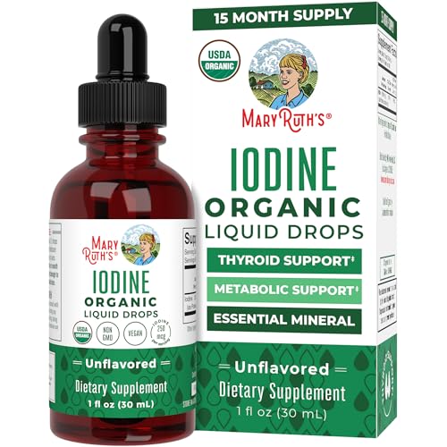 MaryRuth Organics Potassium Iodide | Iodine Supplement | 1 Year Supply | Iodine Drops | USDA Organic | Nascent Iodine | Vegan | Packaging May Vary | 1 Fl Oz