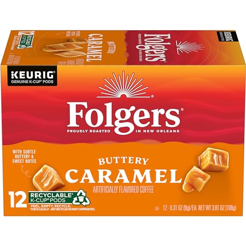 Folgers Buttery Caramel Flavored Coffee, 72 Keurig K-Cup Pods