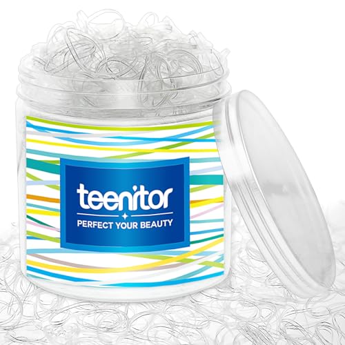Teenitor Clear Elastic Hair Bands,2000pcs Mini Hair Rubber Bands,Hair Ties, Soft Hair Elastics Ties, 2mm in Width and 30mm in Length