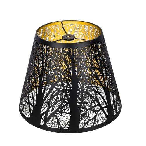 Small Lamp Shade, ALUCSET Barrel Metal Lampshade with Pattern of Trees for Table Lamp and Floor Light, Top Diameter 6 X Bottom Diameter 10 X Height 7.5 Spider