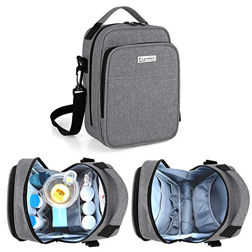 CURMIO Insulin Cooler Case Epipen Travel Bag, Insulated Diabetic Carrying Case with Shoulder Strap for Insulin Pens, Glucose Meter, Asthma Inhaler, Gray