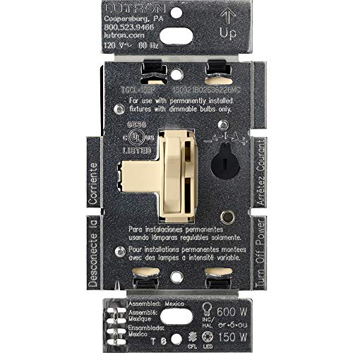 Lutron Toggler LED+ Dimmer Switch | 150-Watt LED, Single-Pole/3-Way | TGCL-153PH-IV | Ivory
