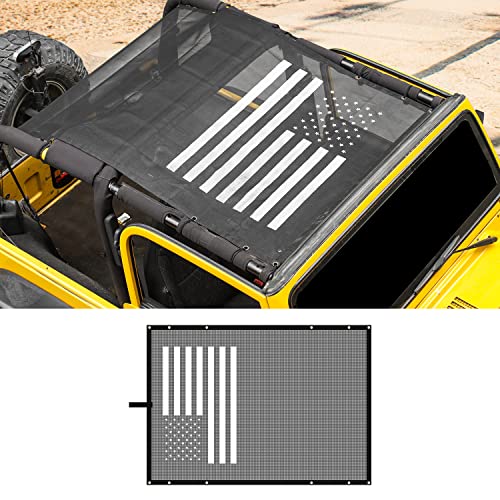 RT-TCZ Mesh Bikini Sunshade Top Cover Provides UV Sun Protection for 1997-2006 Jeep Wrangler TJ & Unlimited (US Flag)