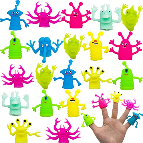 20 Pcs Finger Puppets Toys,Funny Colorful Monster Stretchy Finger Puppets,Soft Rubber Finger Doll Toys for Children's Party Favors