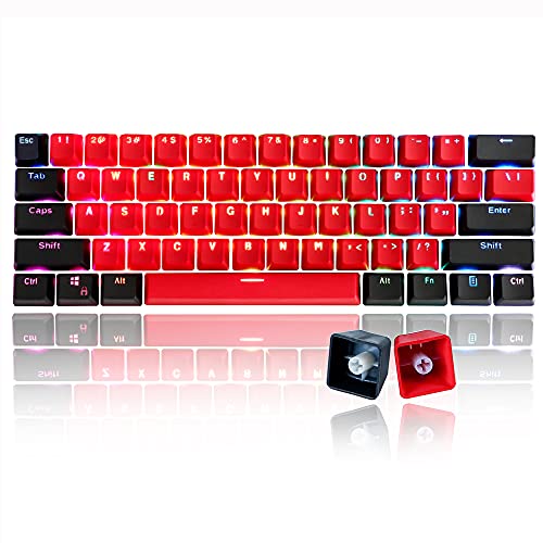 GTSP 61 Red Keycaps 60 Percent Keycap Set PBT OEM Ducky Keycap with Key Puller Fit for Cherry MX switches Mechanical Gaming Keyboard (Milan A