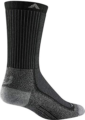 Wigwam Cool Lite Hiker Crew Socks, Black/Gray - Large