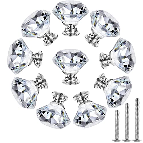 NORTHERN BROTHERS Crystal Cabinet Knobs - 30mm Diamond Pulls for Dressers and Drawers, 10 Pack