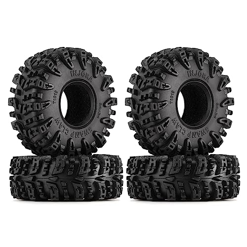 INJORA 1.0 Tires - S5 Swamp Claw Mud Terrain Tires for TRX4M AX24 SCX24 FCX24 1/18 1/24 RC Crawler Car,64 * 24mm,T1019