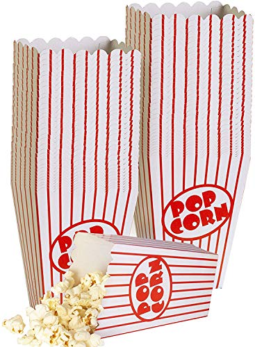 Kedudes Movie Night Popcorn Bags for Party (40pk) - Paper Popcorn Buckets - Red and White Popcorn Bags for Popcorn Machine, Movie Theater Decor Popcorn Container, Carnival Circus Party Popcorn Bowl