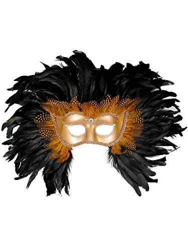 Forum Novelties mens Elaborate Feather Venetian Costume Mask, Gold/Black, One Size US