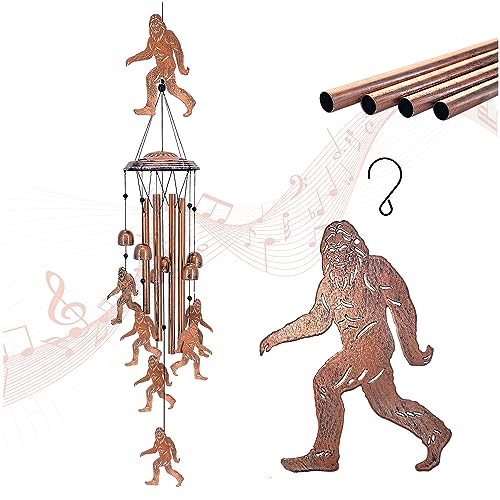 Bigfoot Wind Chimes Outdoor Big Foot Sasquatch Gifts for Men/Women/Dad/Grandpa Birthday Gift Memorial Gift Metal WindChimes for Outside/Indoors, Home, Lawn, Porch, Patio, Garden Decor, Yard Decoration