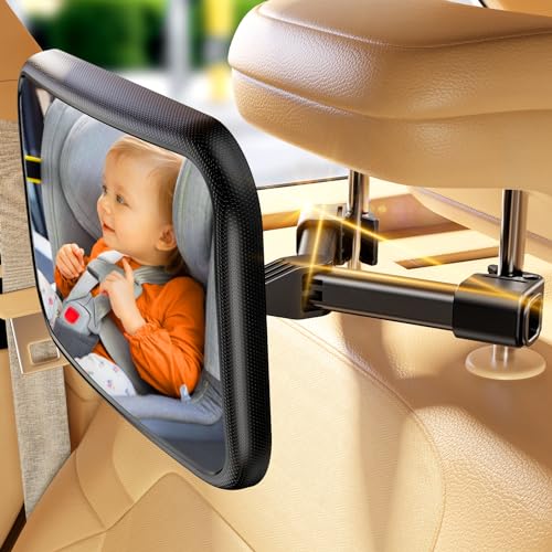 TAZENI Baby Car Mirror for Baby Never Shake Baby Mirror for Car Seat Mirror Rear Facing Hook Clip Design Easy Install Back Seat Mirror for Baby Crystal Clear View ShatterProof