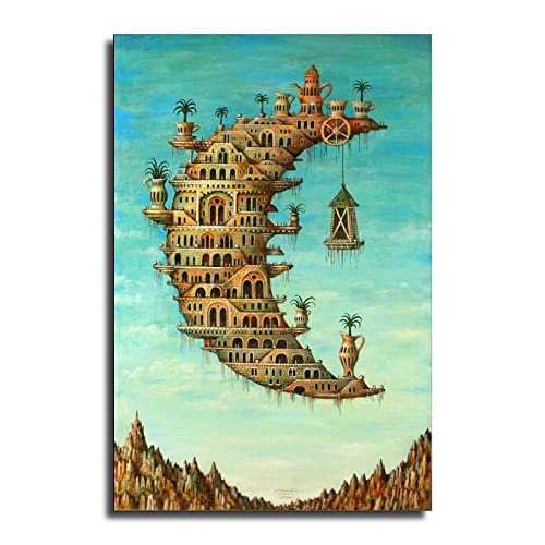 OUJJG Salvador Dali Living on The Moon Poster Decorative Painting Canvas Wall Art Living Room Posters Bedroom Painting 16x24inch(40x60cm)