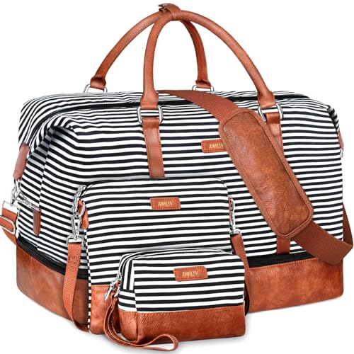 IBFUN Weekender Bags for Women, 21' Weekender Travel Bag, Travel Duffle Bag with Shoe Compartment Carry on Overnight Duffel Bag for Weekend Travel Business Trip, 3PCS