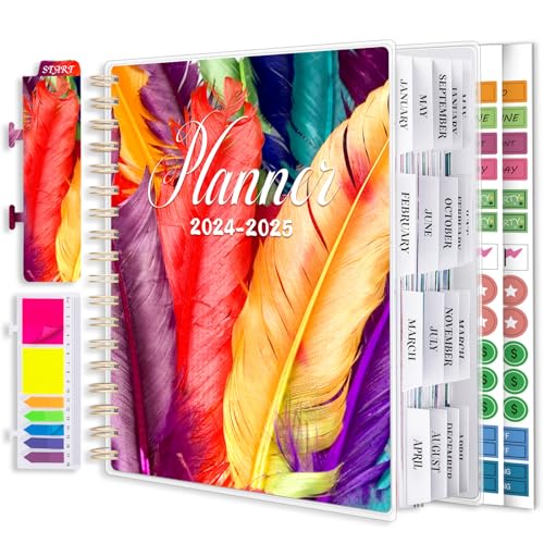 Montcool Planner 2024-2025 7.9' x 9.8', Large 18 Months Daily Weekly Monthly Planner Yearly Agenda Jan. 2024–Jun. 2025, Page Tabs, Separator Page, Pocket Folder, Bookmark, Sticky Note Set