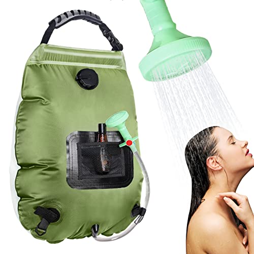 Unniweei Solar Portable Shower Bag, 5 Gal/20L Solar Heating Camping Shower Bag with Removable Hose&On-Off Switchable Shower Head, Compact Camping Shower for Camping, Hiking, Traveling, Beach Swimming
