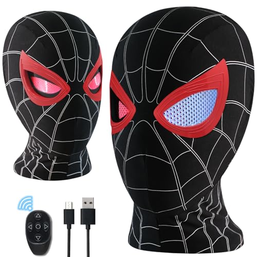 Toyveriak Super Hero Mask Glowing Movable Mechanical Glowing Eyes With Remote Control Super Hero Full Mask Moving Lenses Cosplay Wearable Prop Mask Man For Halloween Christmas And Birthday Gift